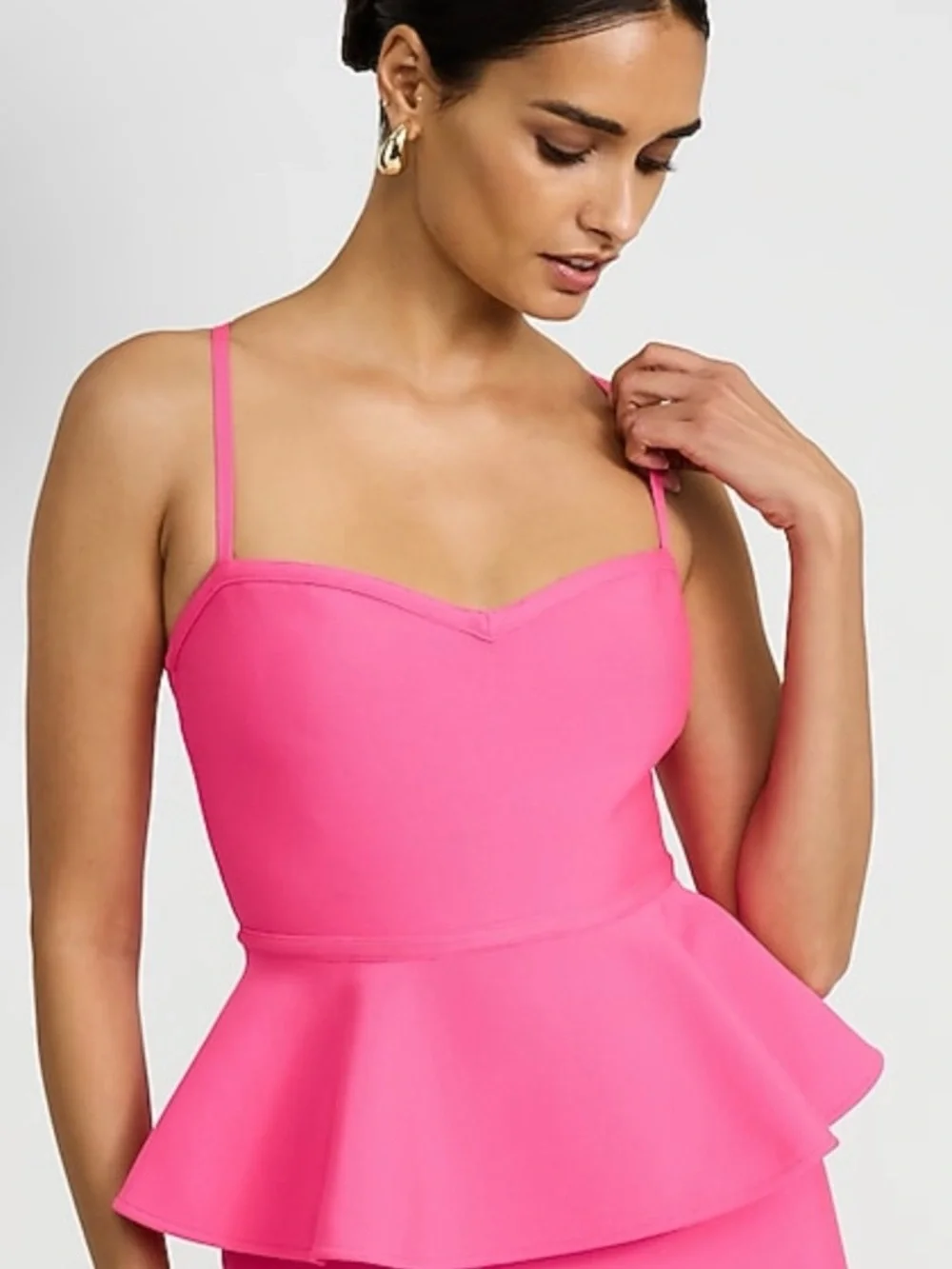 Express X Bebe Sweetheart Bandage Peplum Midi Dress - Picture 3 of 6